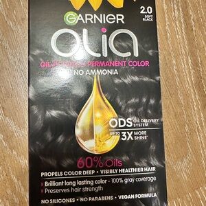 Garnier Olia ammonia free hair color dye 2.0 soft black NIB
